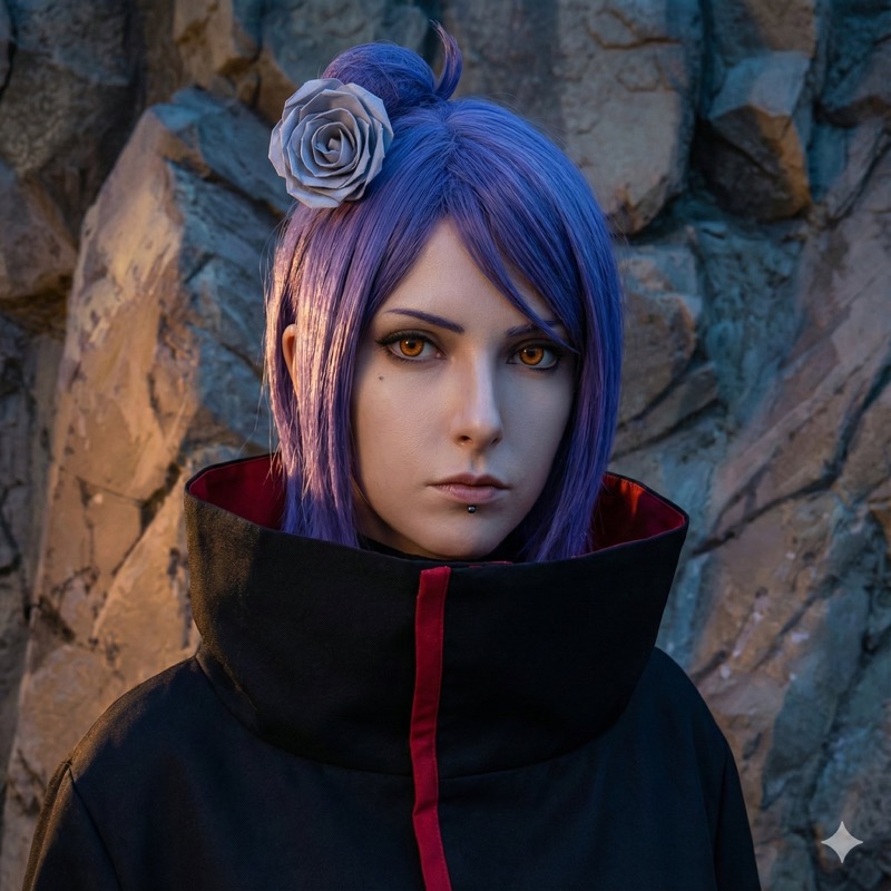 Nano Banana 2 AI generated purple hair cosplay woman