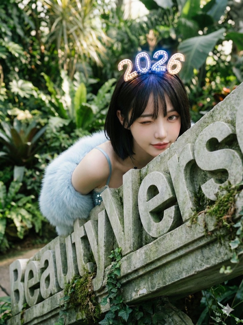 Nano Banana 2 AI generated Asian girl fashion portrait with 2026 headband