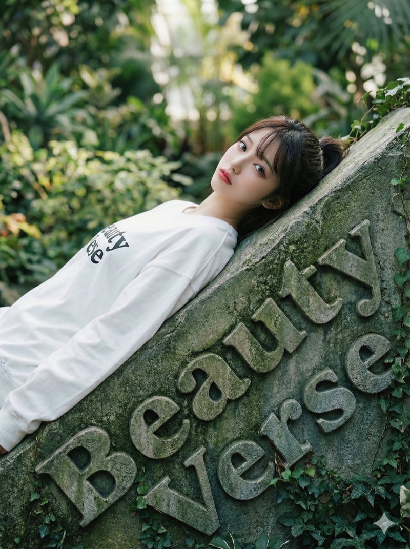 Nano Banana 2 AI generated Asian woman garden portrait with flowers