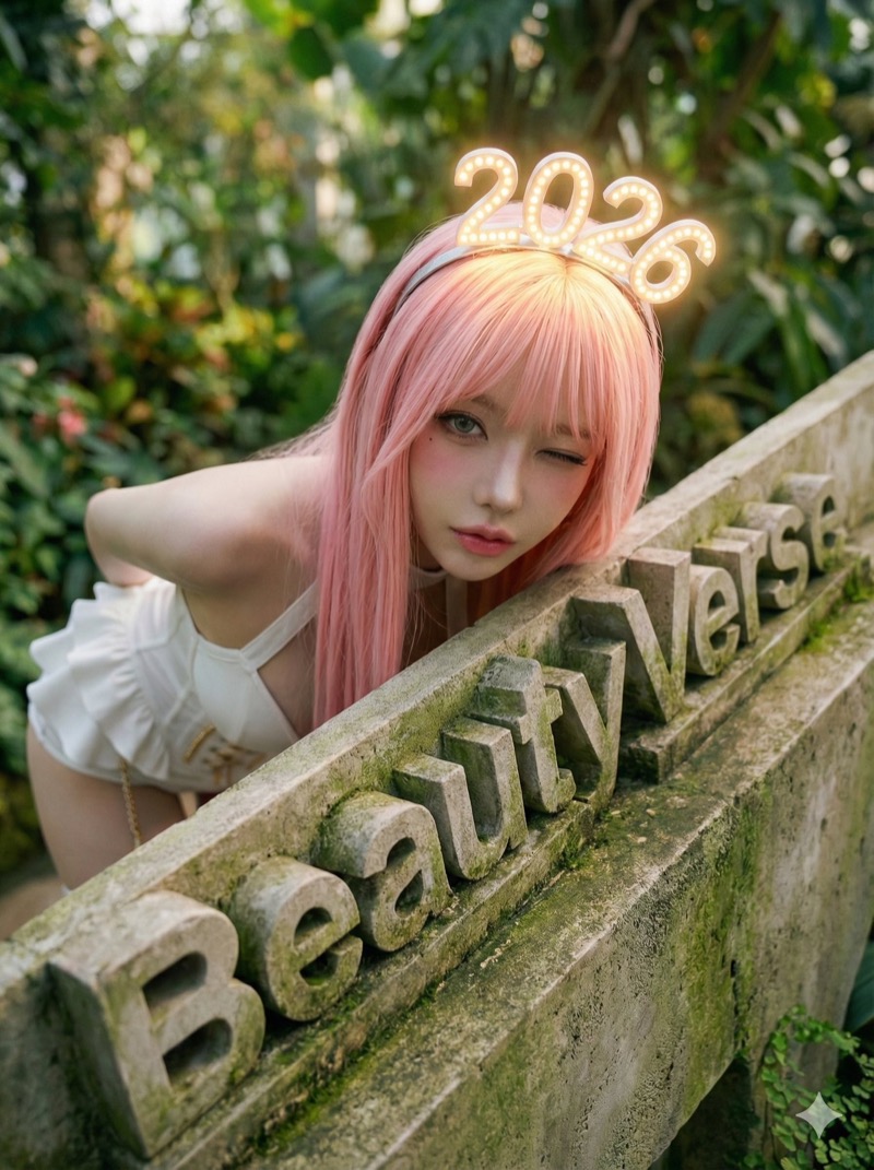 Nano Banana 2 AI generated pink hair girl festival portrait