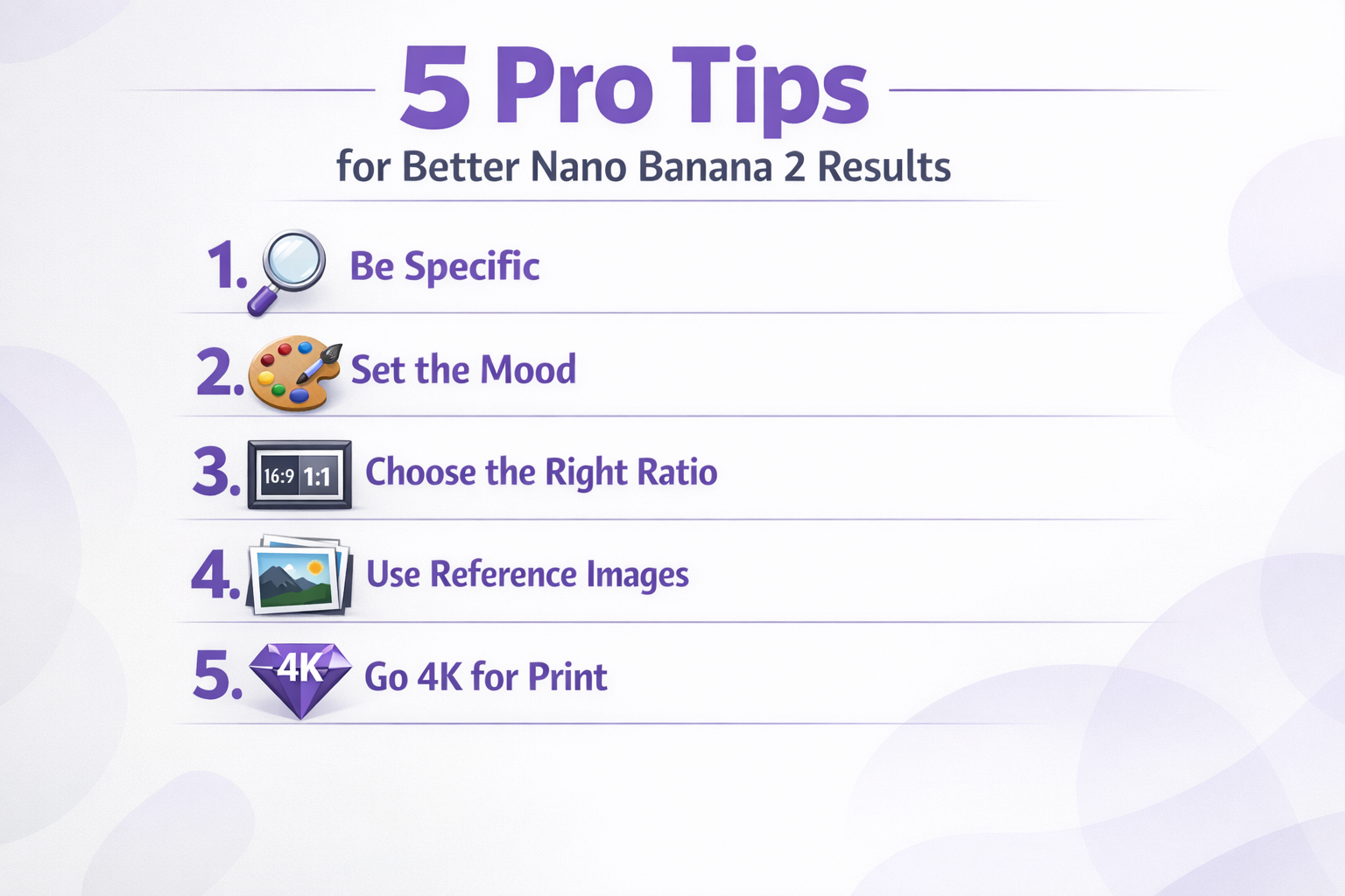How to use Nano Banana 2 step by step tutorial showing visit site, enter prompt, choose settings, and generate